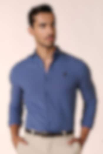 Navy Blue Linen Shirt by S&N by Shantnu Nikhil Men