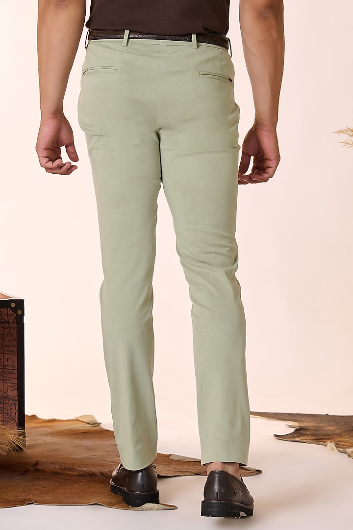 Pistachio Green Tencel & Cotton Trousers by S&N by Shantnu Nikhil Men at Pernia's Pop Up Shop