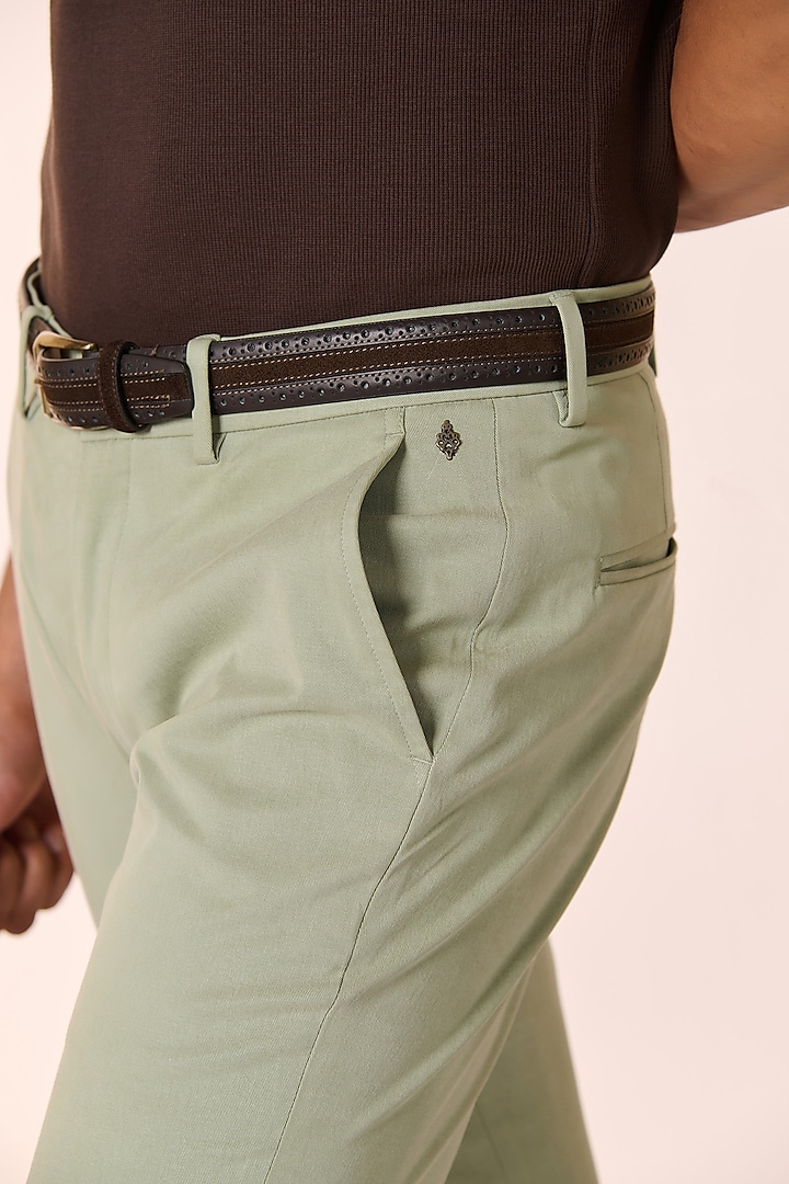 Pistachio Green Tencel & Cotton Trousers by S&N by Shantnu Nikhil Men at Pernia's Pop Up Shop