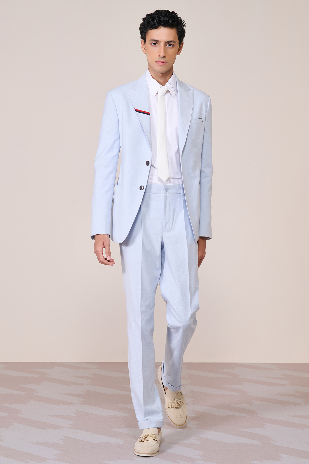 Light Blue Linen Blend Blazer by S&N by Shantnu Nikhil Men