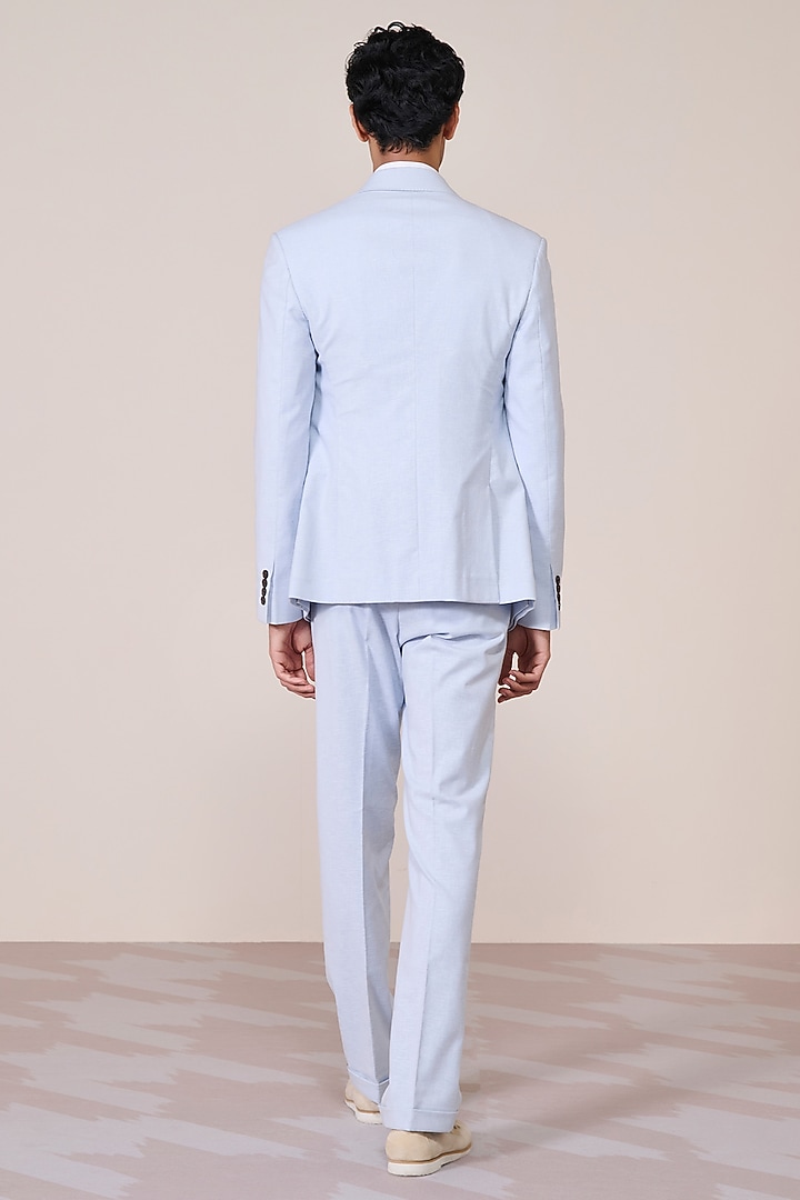 Light Blue Linen Blend Blazer by S&N by Shantnu Nikhil Men at Pernia's Pop Up Shop