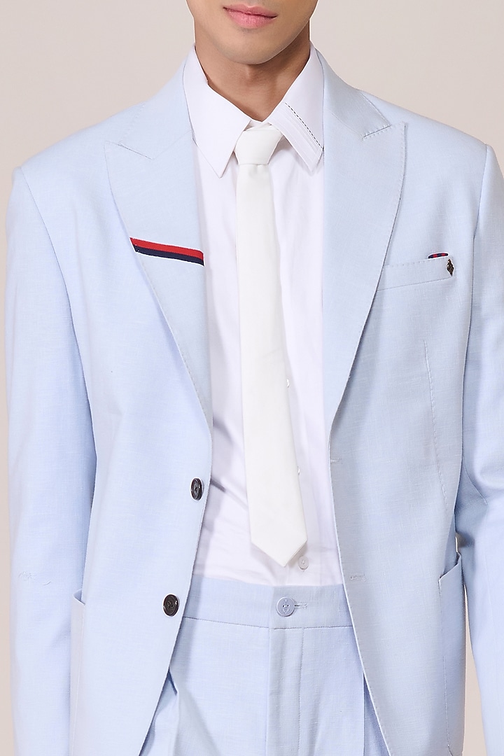 Light Blue Linen Blend Blazer by S&N by Shantnu Nikhil Men at Pernia's Pop Up Shop