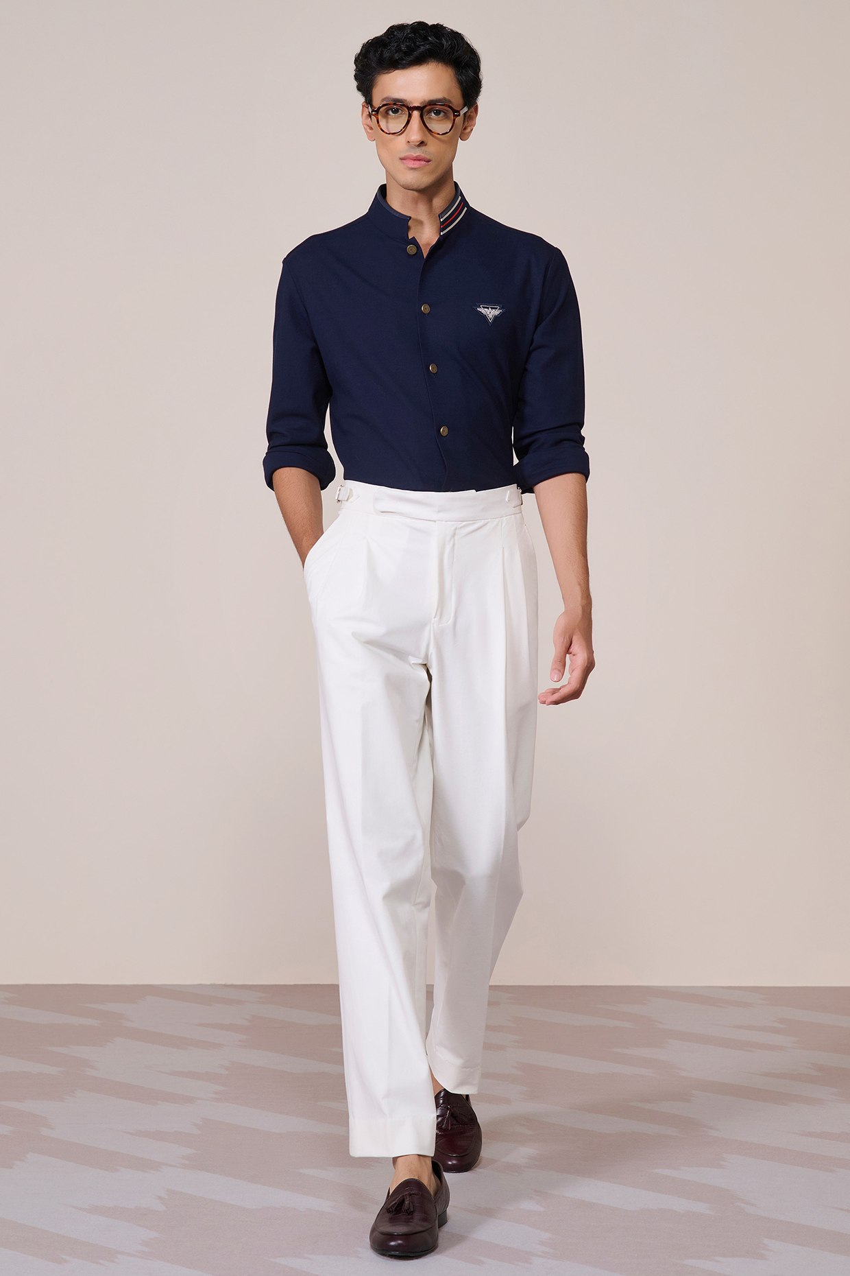 Navy Cotton Shirt by S&N by Shantnu Nikhil Men