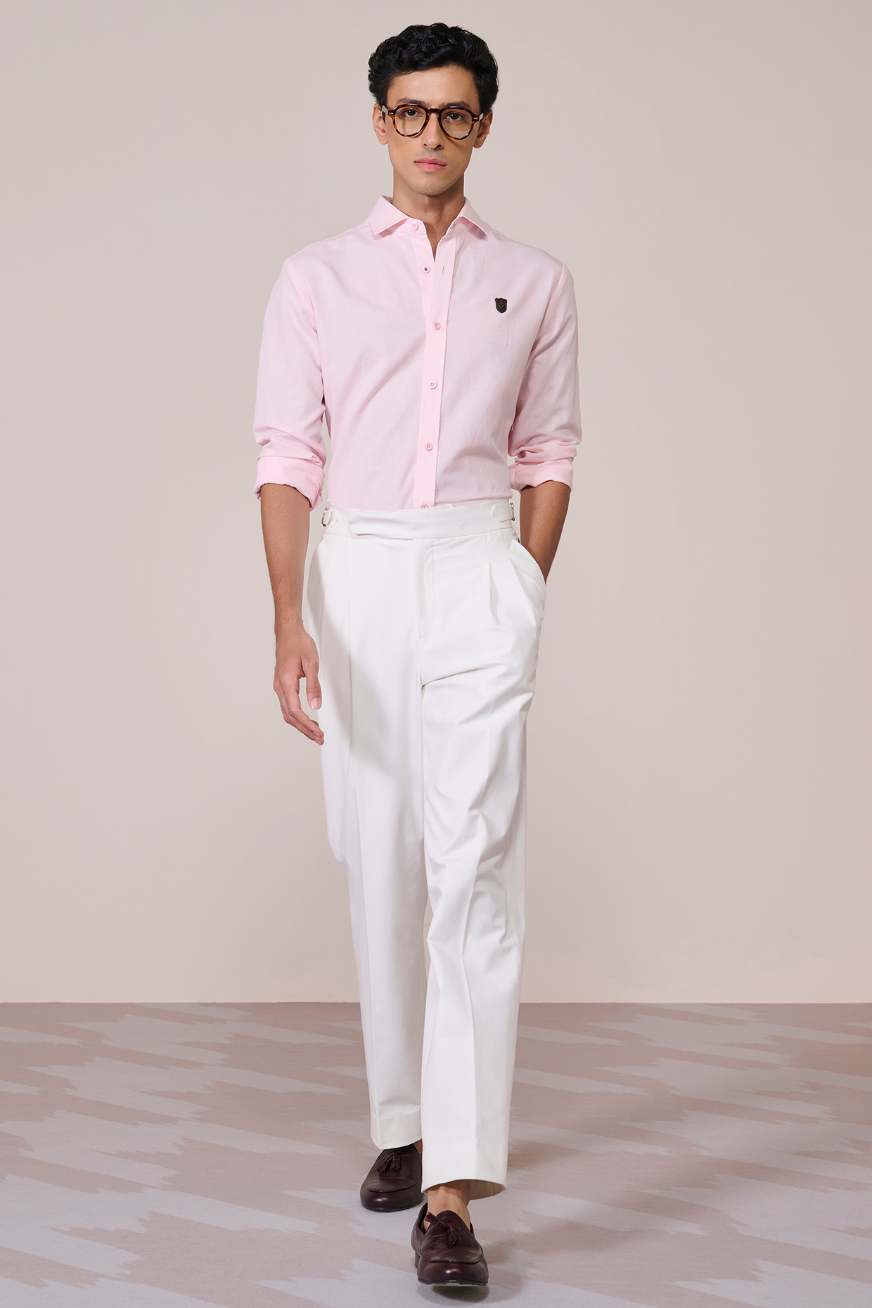 Pink Cotton Linen Blend Shirt by S&N by Shantnu Nikhil Men