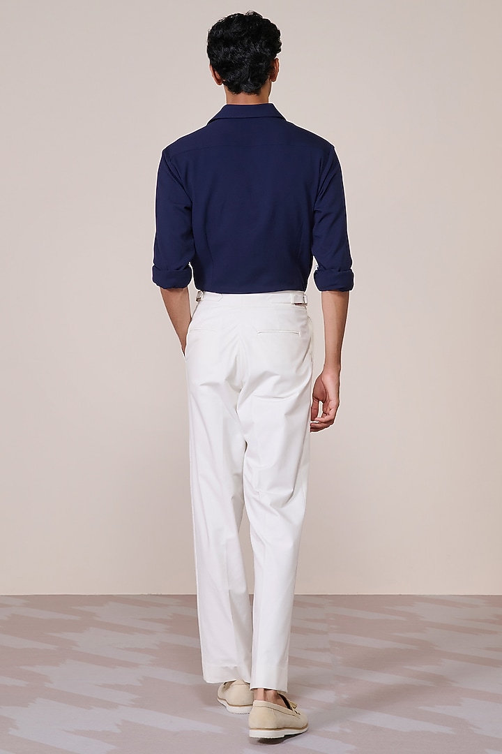 Navy Brushed Rayon Suiting Blend Wedding Shirt by S&N by Shantnu Nikhil Men at Pernia's Pop Up Shop