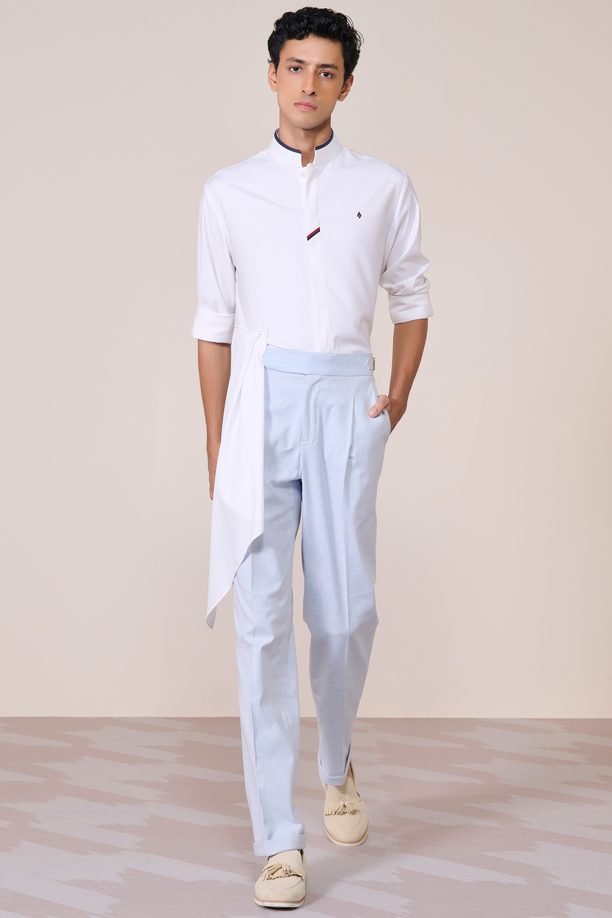 Off-White Bamboo Suiting Blend Shirt by S&N by Shantnu Nikhil Men