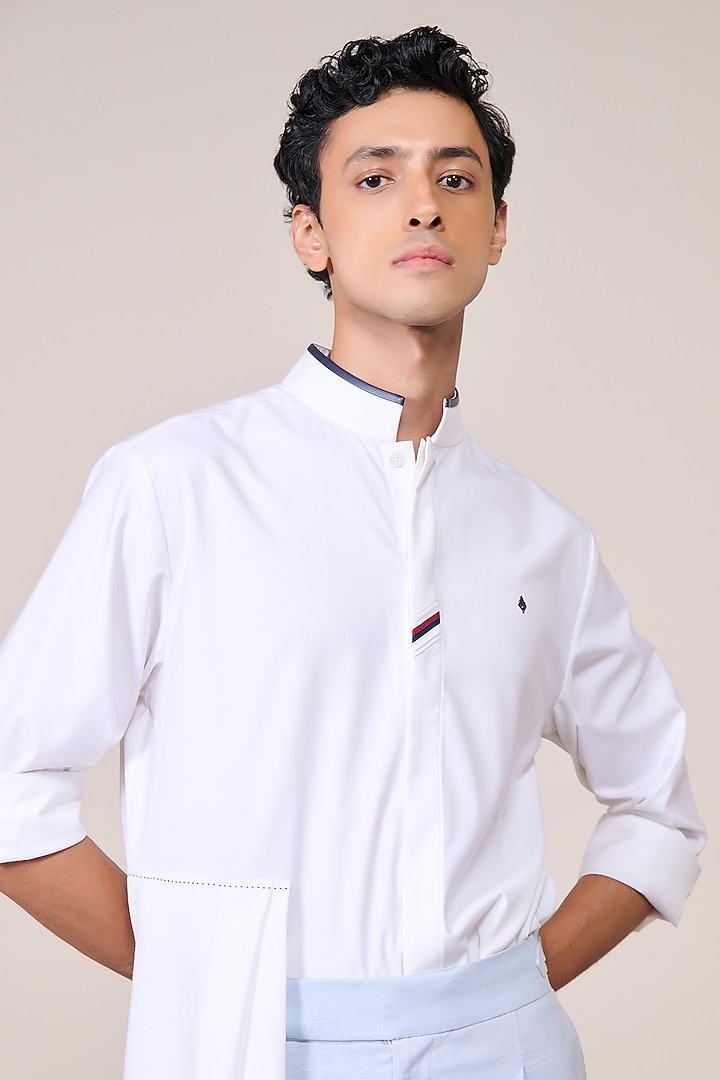 Off-White Bamboo Suiting Blend Wedding Shirt by S&N by Shantnu Nikhil Men at Pernia's Pop Up Shop