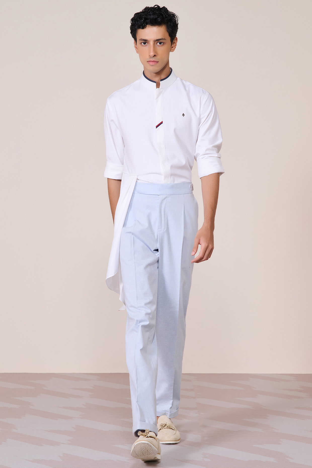 Light Blue Linen Blend Trousers by S&N by Shantnu Nikhil Men
