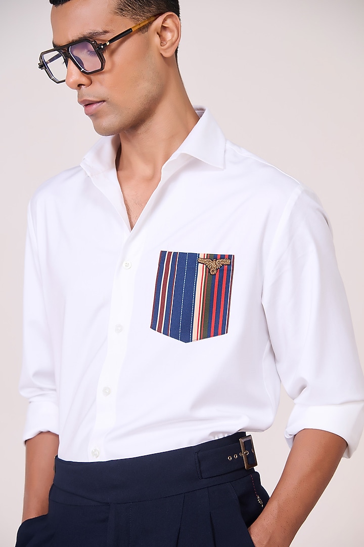 Off-White Tencel Rayon Spandex Wedding Shirt by S&N by Shantnu Nikhil Men at Pernia's Pop Up Shop