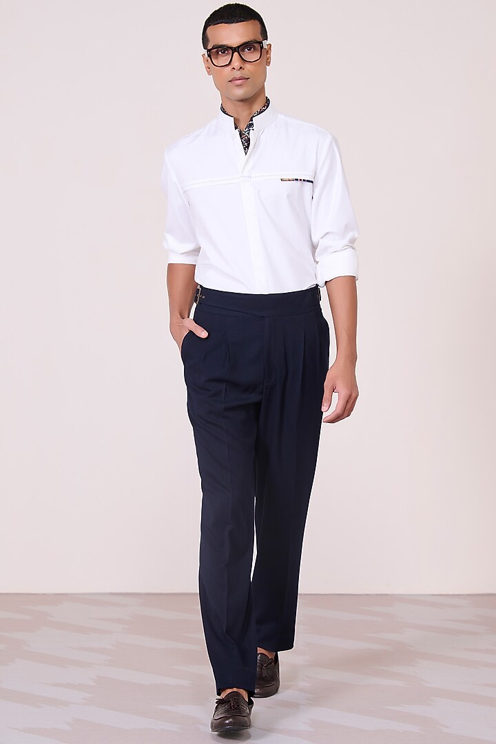 Off-White Tencel Rayon Spandex Wedding Shirt by S&N by Shantnu Nikhil Men at Pernia's Pop Up Shop