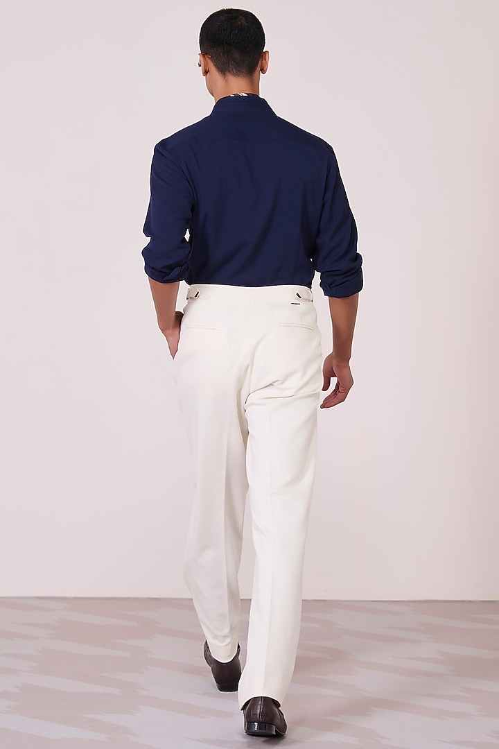 Navy Tencel Rayon Spandex Wedding Shirt by S&N by Shantnu Nikhil Men at Pernia's Pop Up Shop