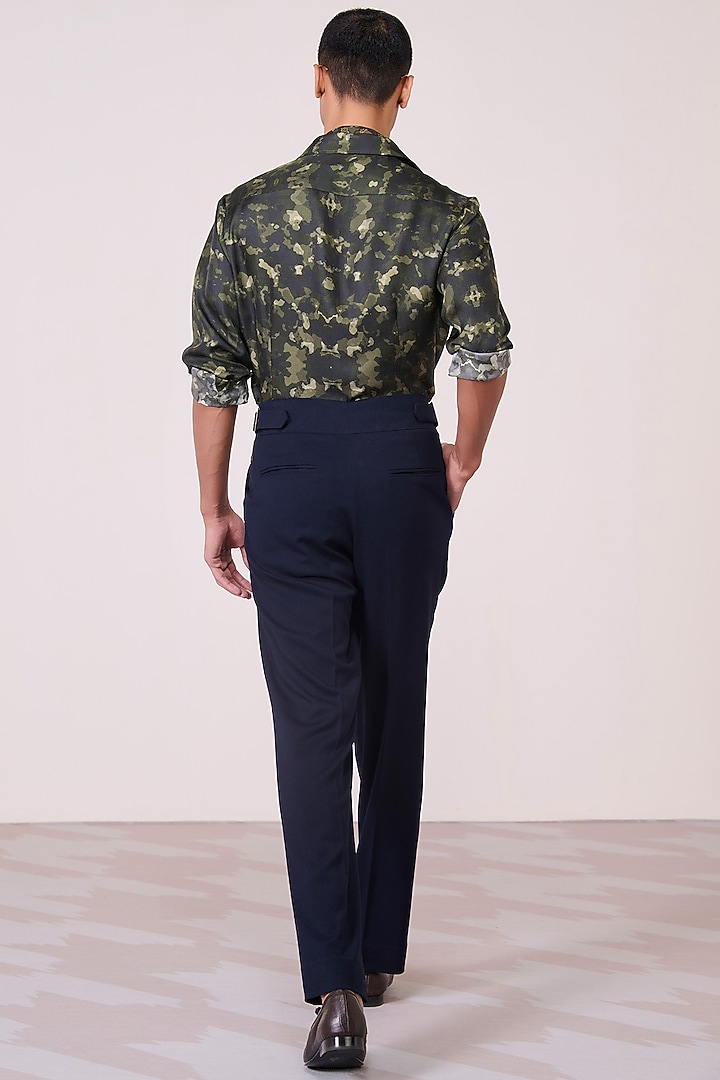 Camo Green Silk Twill Printed Wedding Shirt by S&N by Shantnu Nikhil Men at Pernia's Pop Up Shop
