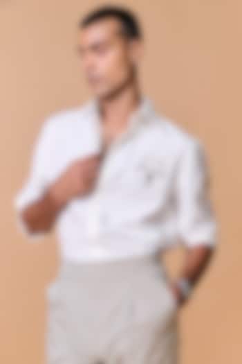 Off-White Terylene Viscose Lycra Wedding Shirt by S&N by Shantnu Nikhil Men at Pernia's Pop Up Shop