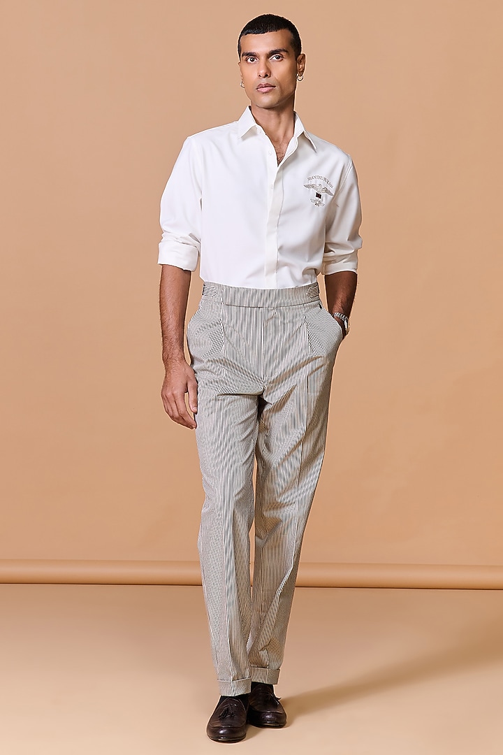 Off-White Terylene Viscose Lycra Wedding Shirt by S&N by Shantnu Nikhil Men at Pernia's Pop Up Shop