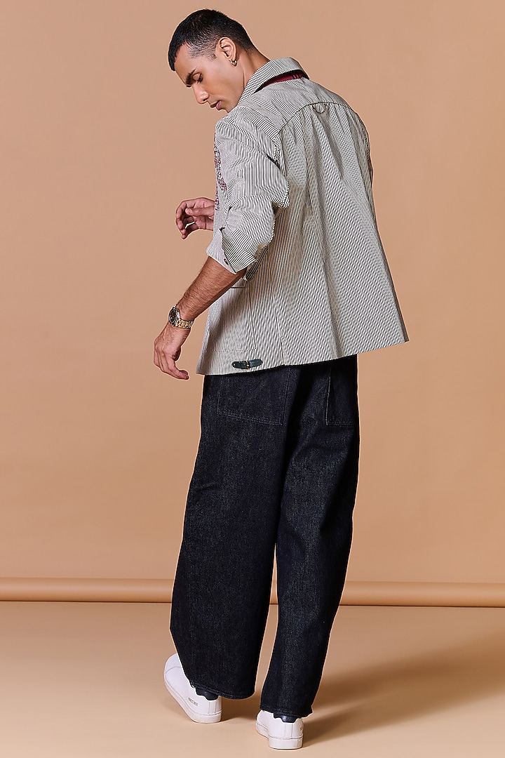 Grey Cotton Poly Blend Printed Jacket by S&N by Shantnu Nikhil Men at Pernia's Pop Up Shop