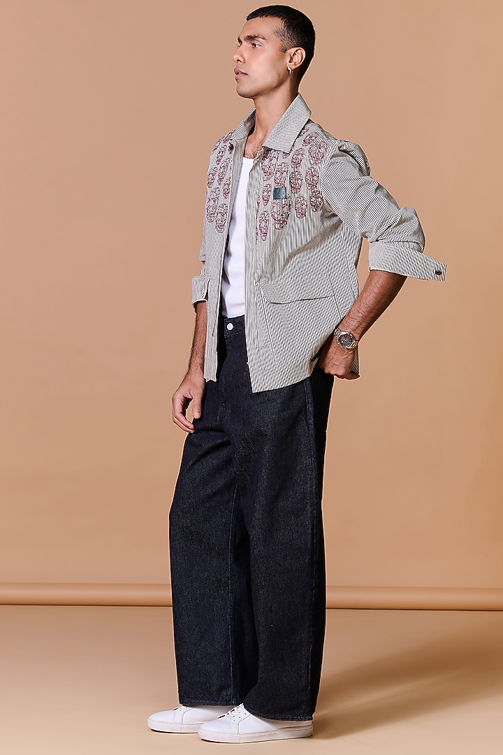 Grey Cotton Poly Blend Printed Jacket by S&N by Shantnu Nikhil Men at Pernia's Pop Up Shop