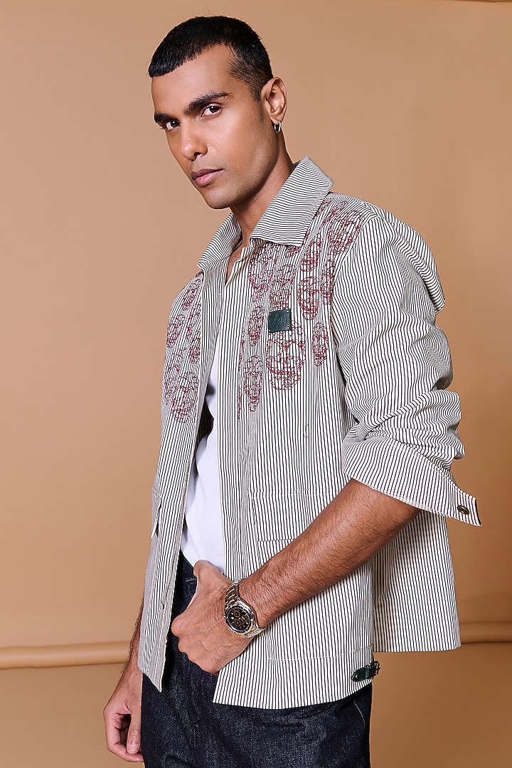 Grey Cotton Poly Blend Printed Jacket by S&N by Shantnu Nikhil Men at Pernia's Pop Up Shop