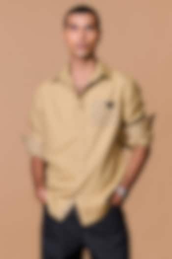 Beige Poly Viscose Cotton Printed Wedding Shirt by S&N by Shantnu Nikhil Men at Pernia's Pop Up Shop
