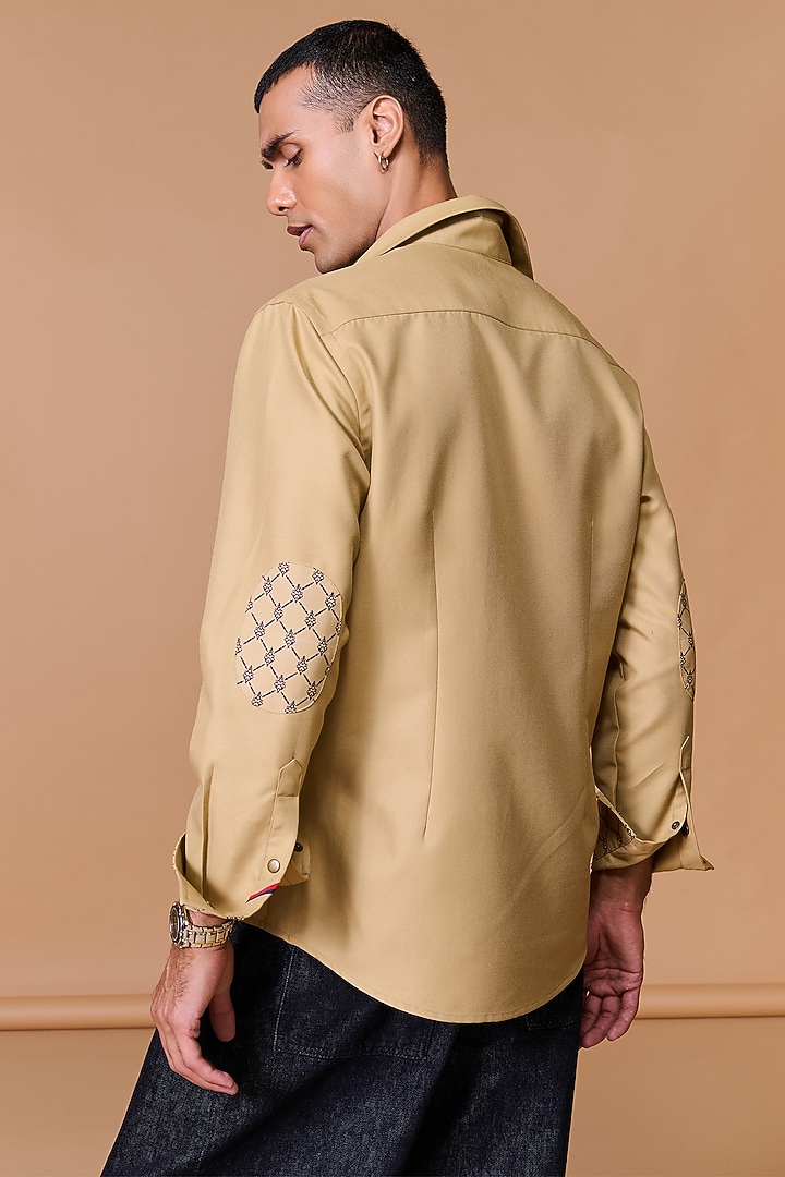 Beige Poly Viscose Cotton Printed Wedding Shirt by S&N by Shantnu Nikhil Men at Pernia's Pop Up Shop