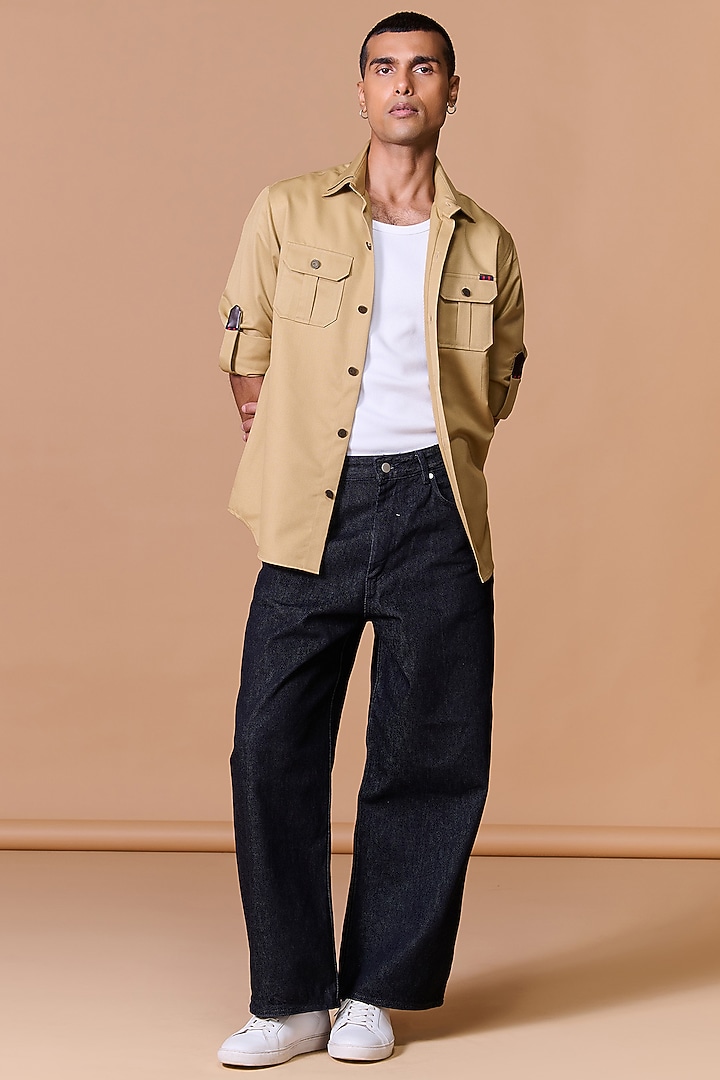 Beige Poly Viscose Cotton Utility Wedding Shirt by S&N by Shantnu Nikhil Men at Pernia's Pop Up Shop
