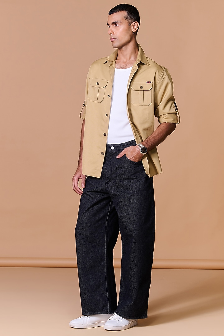 Beige Poly Viscose Cotton Utility Wedding Shirt by S&N by Shantnu Nikhil Men at Pernia's Pop Up Shop