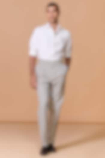 Off-White Cotton Poly Blend Striped Trousers by S&N by Shantnu Nikhil Men at Pernia's Pop Up Shop