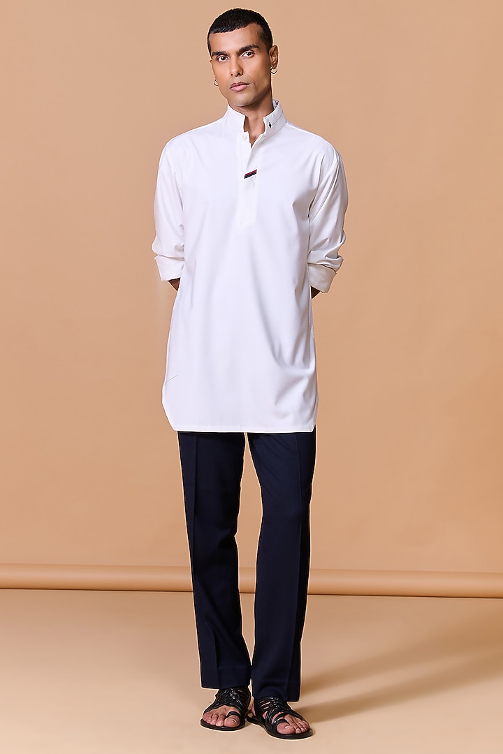 Off-White Tencel Rayon Spandex Kurta by S&N by Shantnu Nikhil Men at Pernia's Pop Up Shop