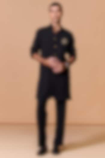 Black Terylene Viscose Lycra Kurta by S&N by Shantnu Nikhil Men at Pernia's Pop Up Shop