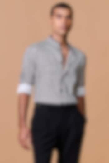 Grey Crepe Jersey Printed Wedding Shirt by S&N by Shantnu Nikhil Men at Pernia's Pop Up Shop