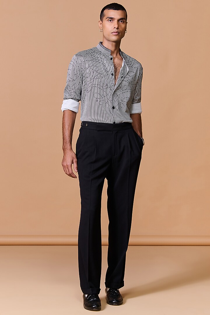 Grey Crepe Jersey Printed Wedding Shirt by S&N by Shantnu Nikhil Men at Pernia's Pop Up Shop