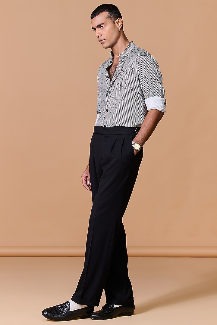 Grey Crepe Jersey Printed Wedding Shirt by S&N by Shantnu Nikhil Men at Pernia's Pop Up Shop