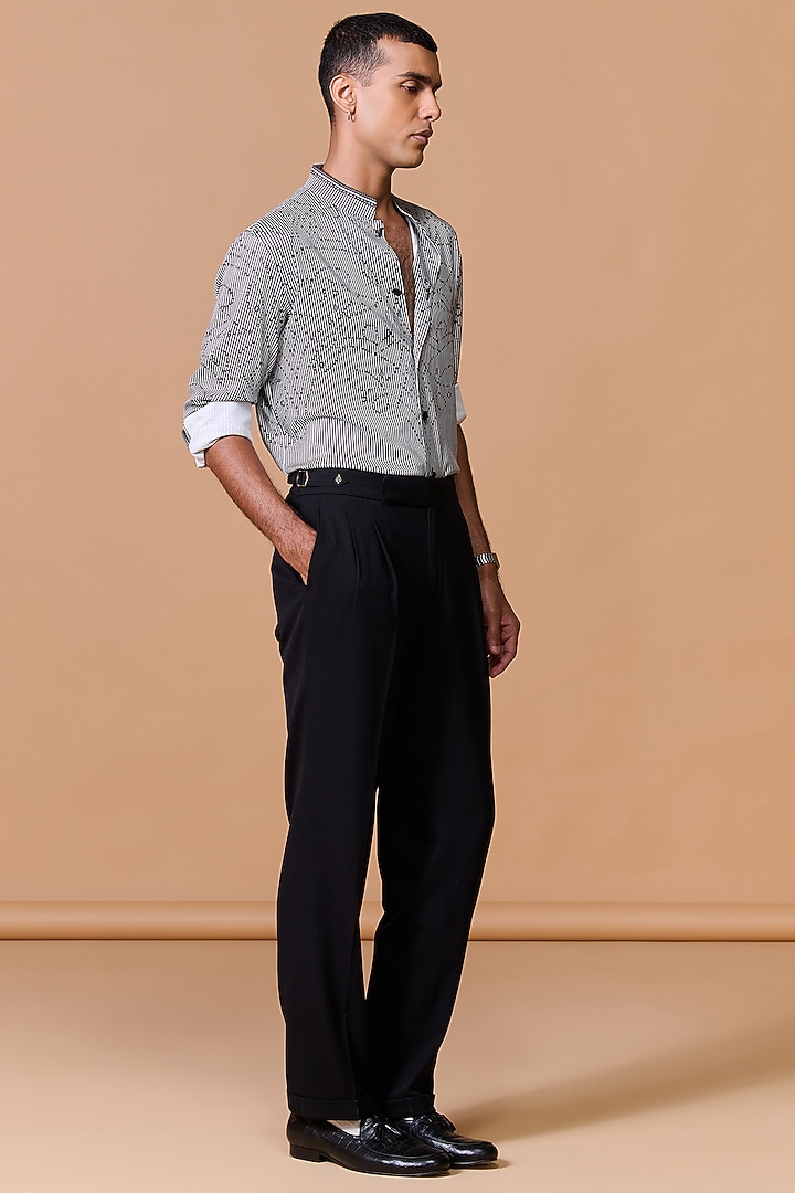 Grey Crepe Jersey Printed Wedding Shirt by S&N by Shantnu Nikhil Men at Pernia's Pop Up Shop