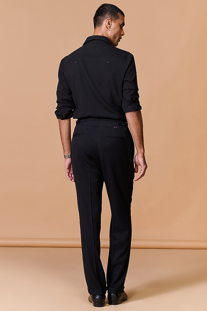 Black Terylene Viscose Lycra Embellished Wedding Shirt by S&N by Shantnu Nikhil Men at Pernia's Pop Up Shop