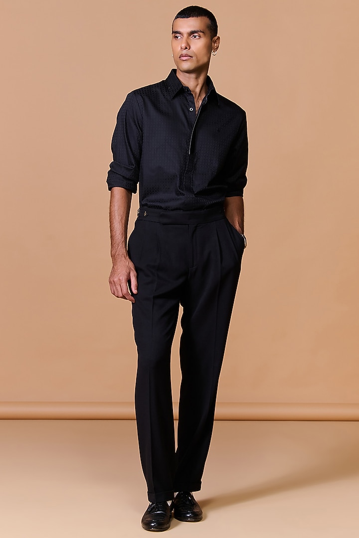 Black Cotton Blend Party Wear Shirt by S&N by Shantnu Nikhil Men at Pernia's Pop Up Shop