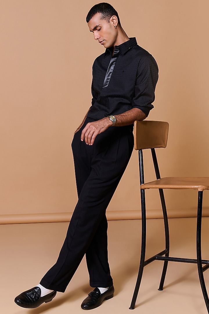 Black Cotton Blend Party Wear Shirt by S&N by Shantnu Nikhil Men at Pernia's Pop Up Shop