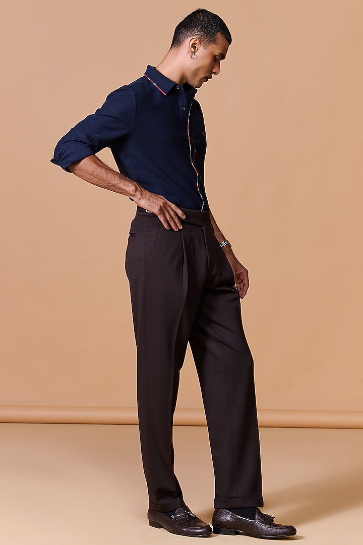 Navy Poly Blend Viscose Lycra Party Wear Shirt by S&N by Shantnu Nikhil Men at Pernia's Pop Up Shop