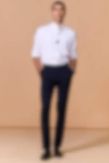Navy Poly Blend Viscose Lycra Trousers by S&N by Shantnu Nikhil Men at Pernia's Pop Up Shop