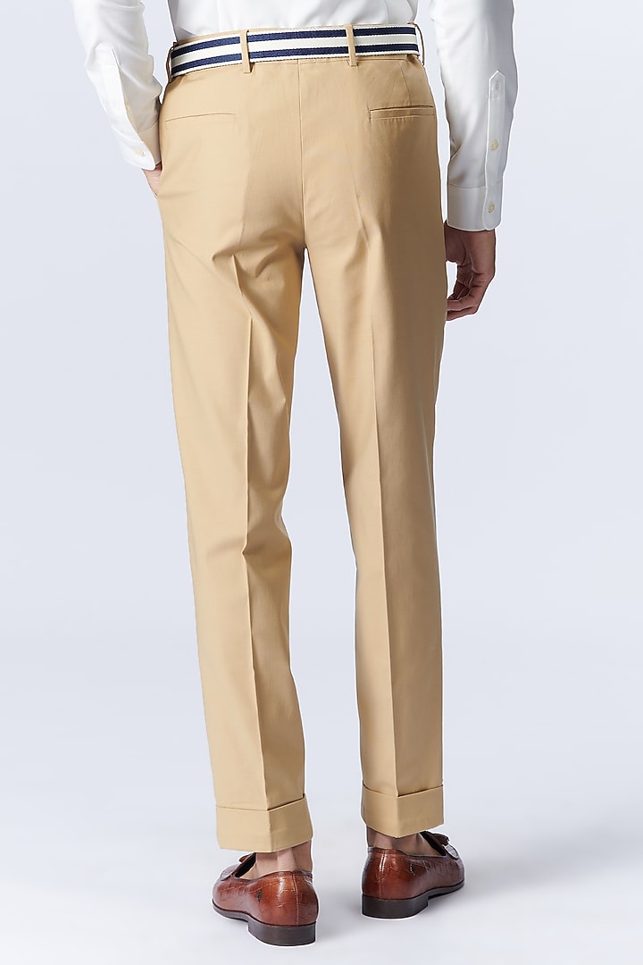 Beige Stretch Poplin Trousers by S&N by Shantnu Nikhil Men at Pernia's Pop Up Shop