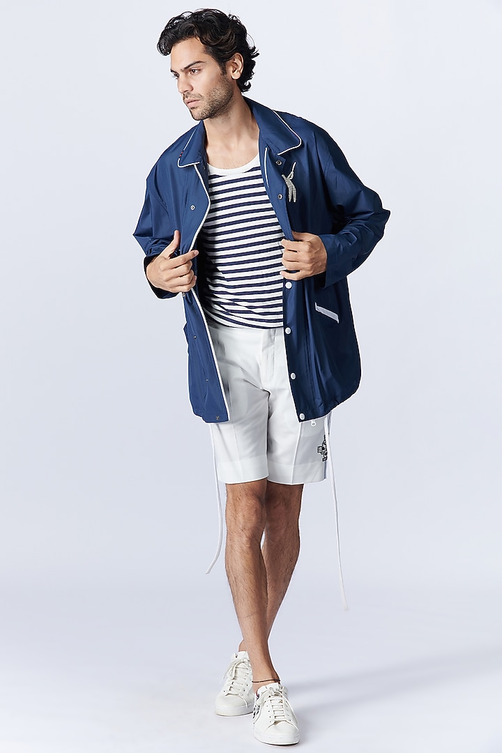 Navy Blue Parachute Jacket by S&N by Shantnu Nikhil Men at Pernia's Pop Up Shop