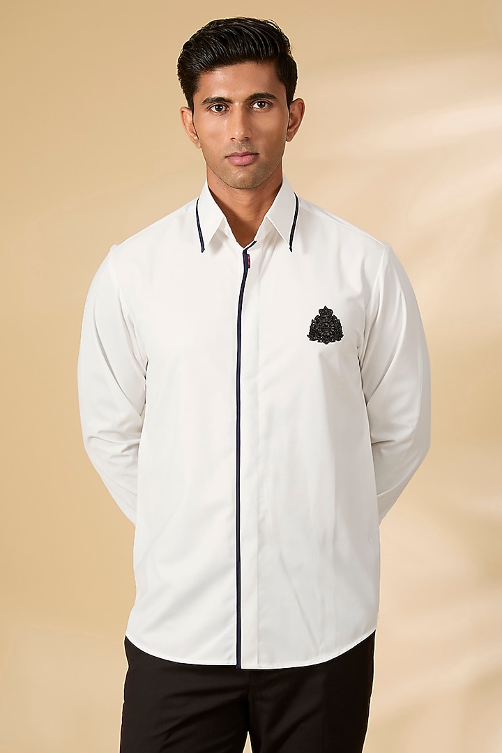 Off-White Bamboo Cotton Shirt by S&N by Shantnu Nikhil Men at Pernia's Pop Up Shop