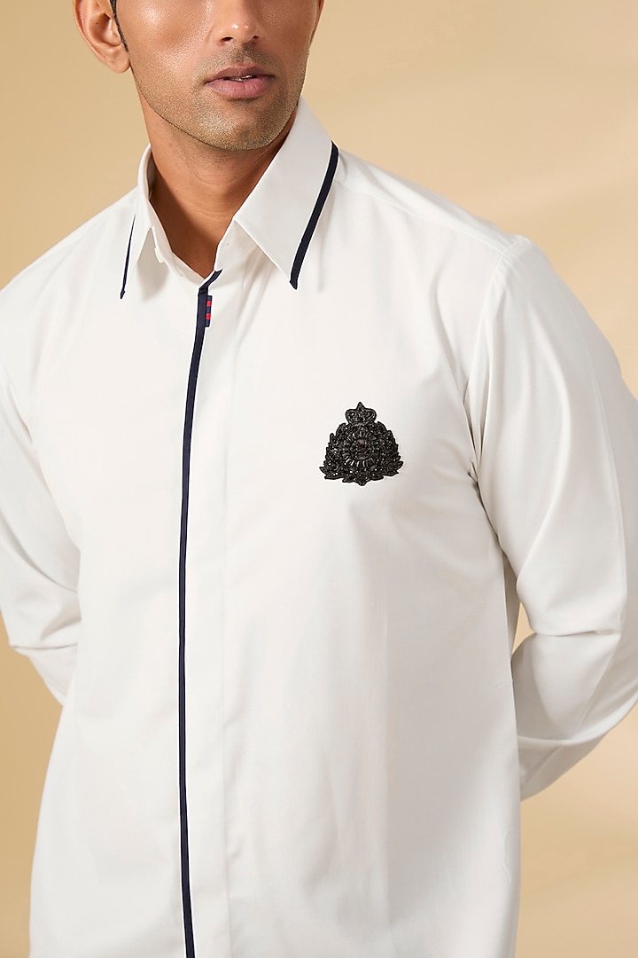 Off-White Bamboo Cotton Shirt by S&N by Shantnu Nikhil Men at Pernia's Pop Up Shop