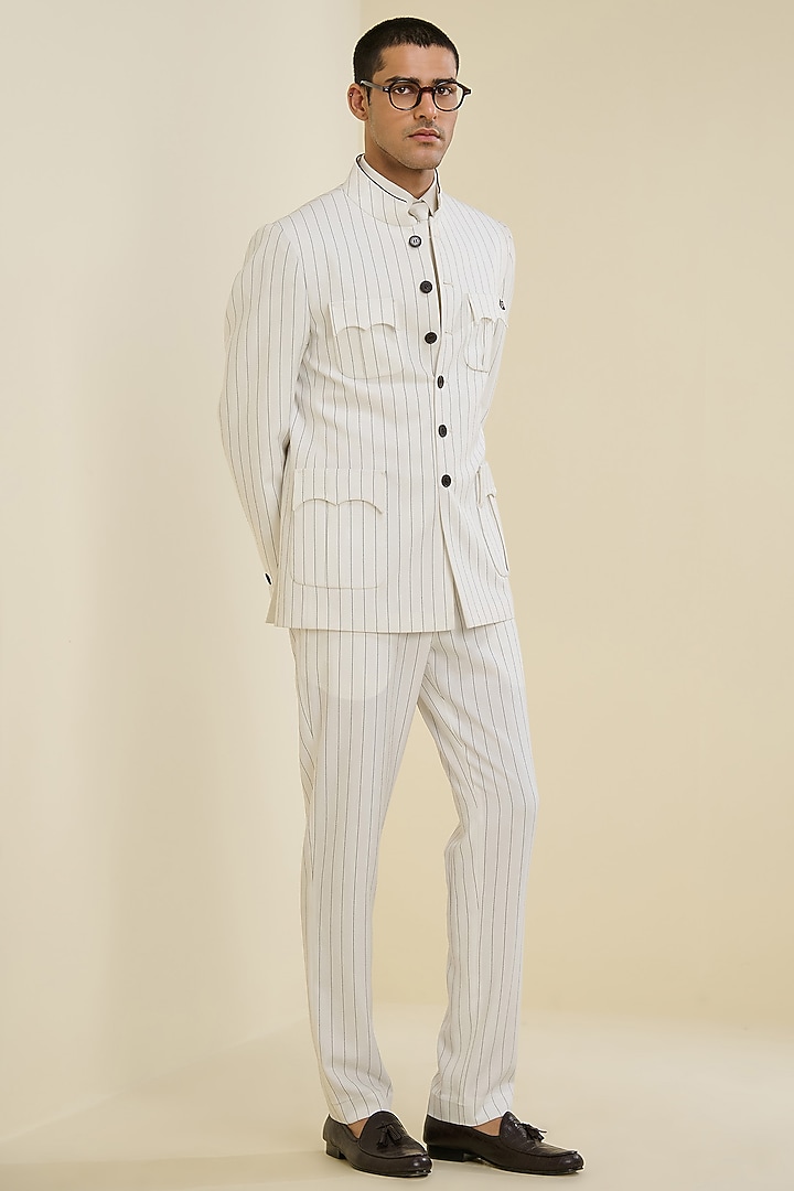 Off-White Linen Wedding Bandhgala by S&N by Shantnu Nikhil Men at Pernia's Pop Up Shop
