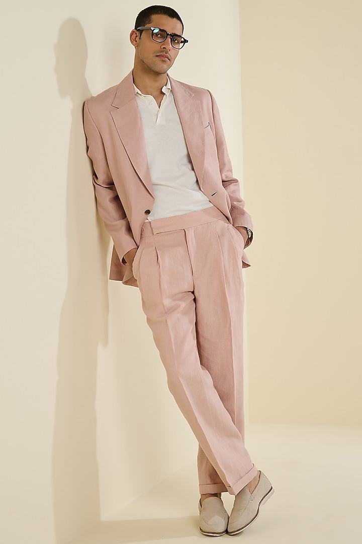 Pink Linen Jacket by S&N by Shantnu Nikhil Men at Pernia's Pop Up Shop