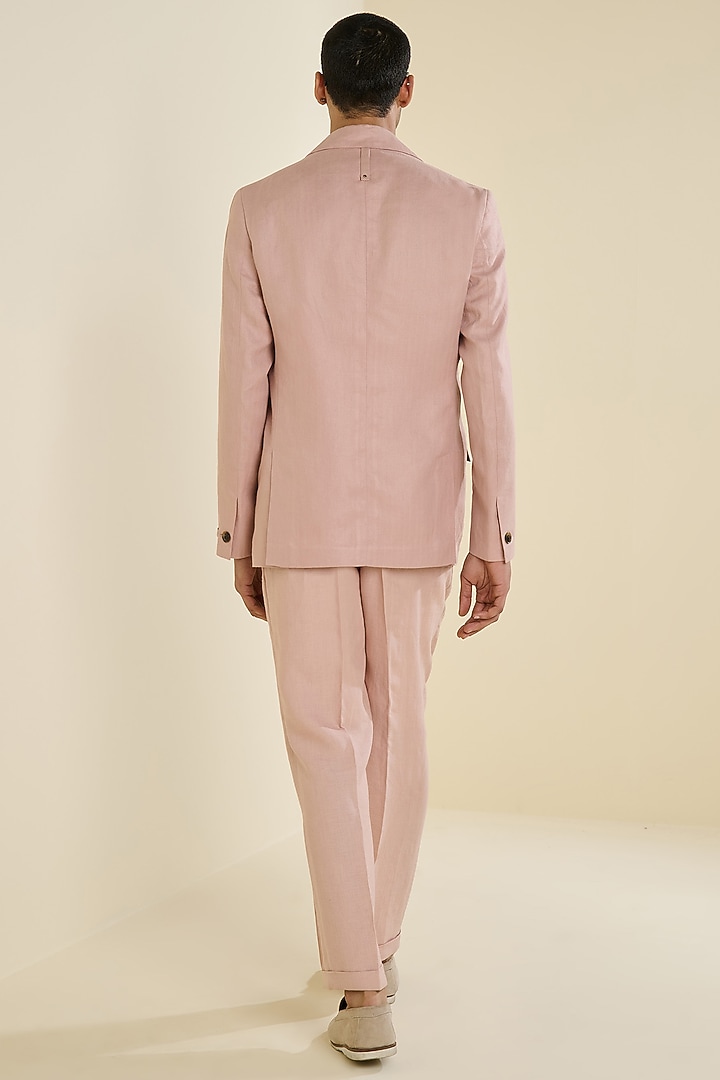 Pink Linen Jacket by S&N by Shantnu Nikhil Men at Pernia's Pop Up Shop