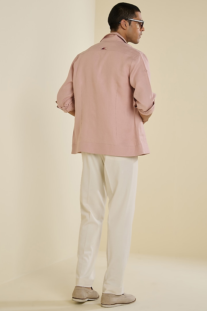 Blush Pink Linen Wedding Shirt by S&N by Shantnu Nikhil Men at Pernia's Pop Up Shop