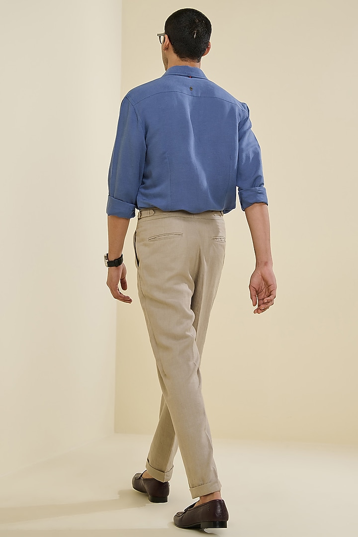 Denim Blue Linen Wedding Shirt by S&N by Shantnu Nikhil Men at Pernia's Pop Up Shop