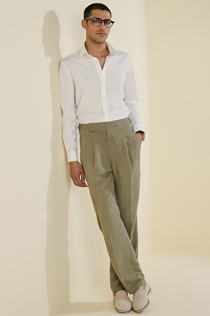 Sage Linen Trousers by S&N by Shantnu Nikhil Men at Pernia's Pop Up Shop