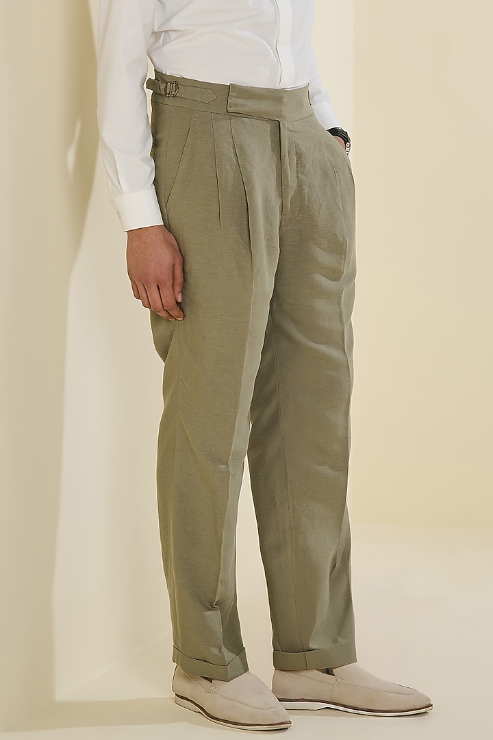 Sage Linen Trousers by S&N by Shantnu Nikhil Men at Pernia's Pop Up Shop