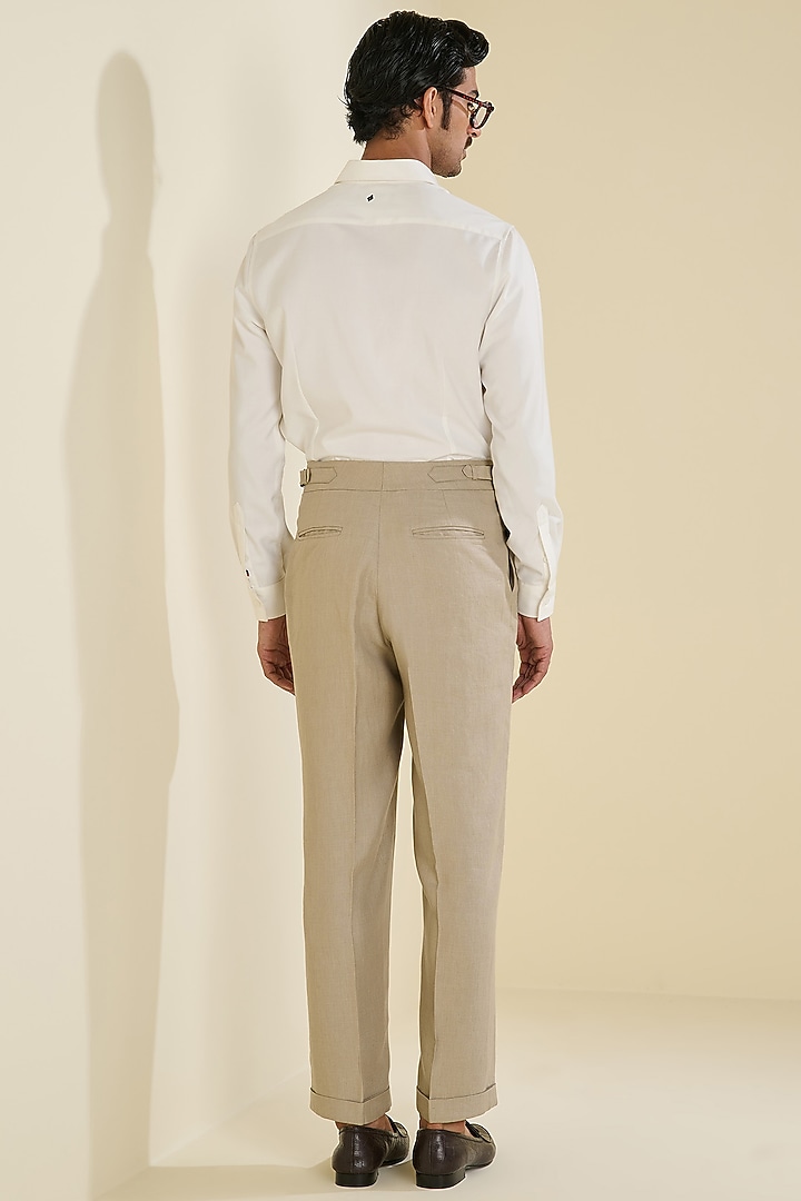 Beige Linen Trousers by S&N by Shantnu Nikhil Men at Pernia's Pop Up Shop