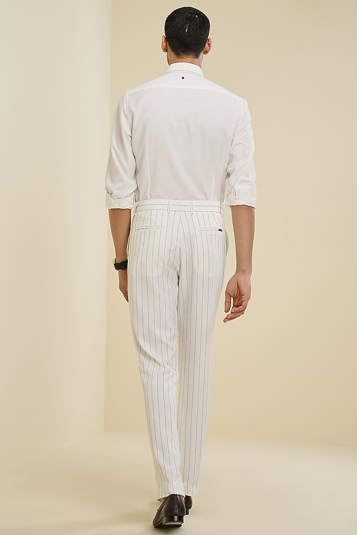 Off-White Suiting Striped Trousers by S&N by Shantnu Nikhil Men at Pernia's Pop Up Shop